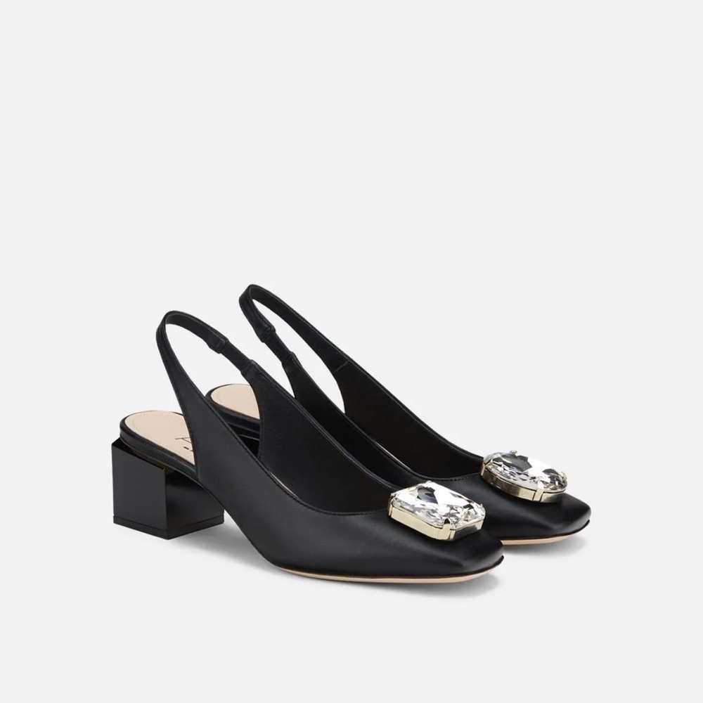 AGL made in Italy Elegant Black Slingback leather Heels NWT size EU 36